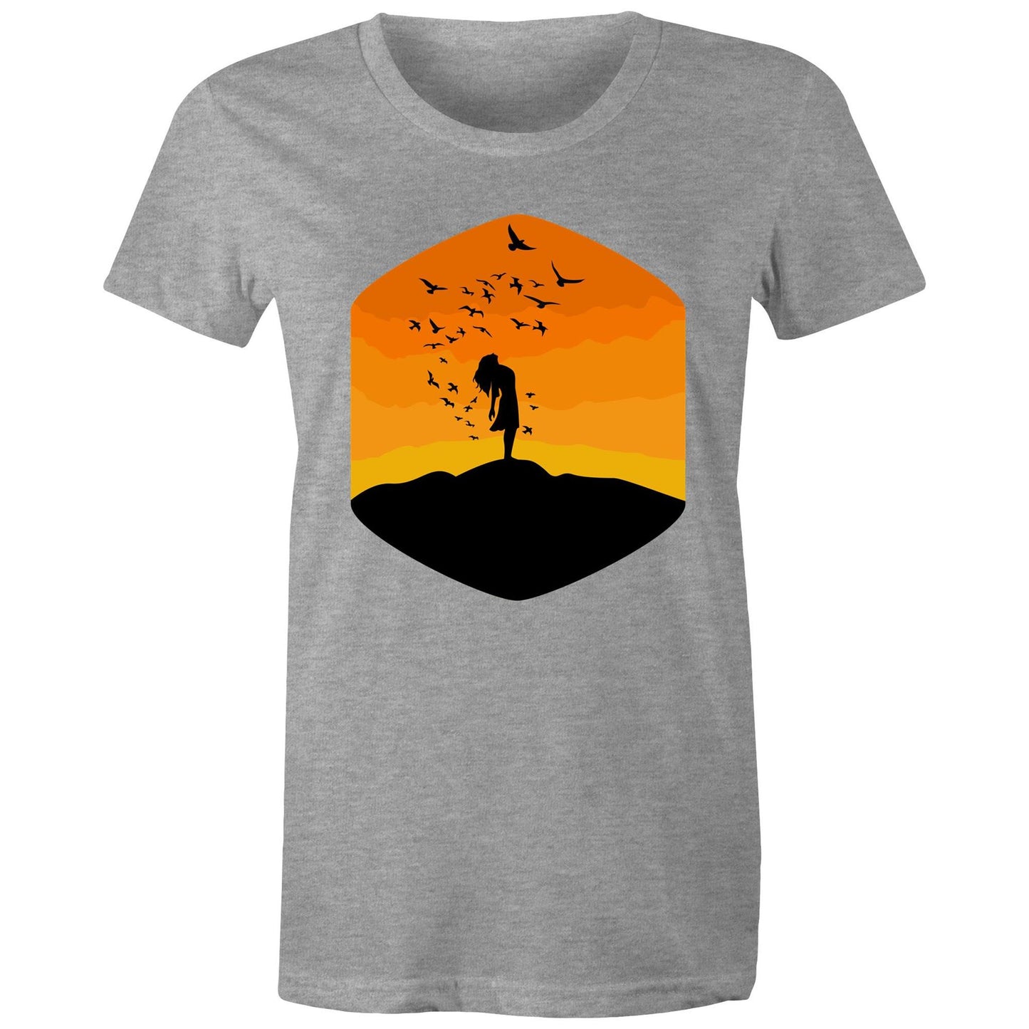 Women's Earthfolk Printed T shirt - Freedom - The Crescent Moon