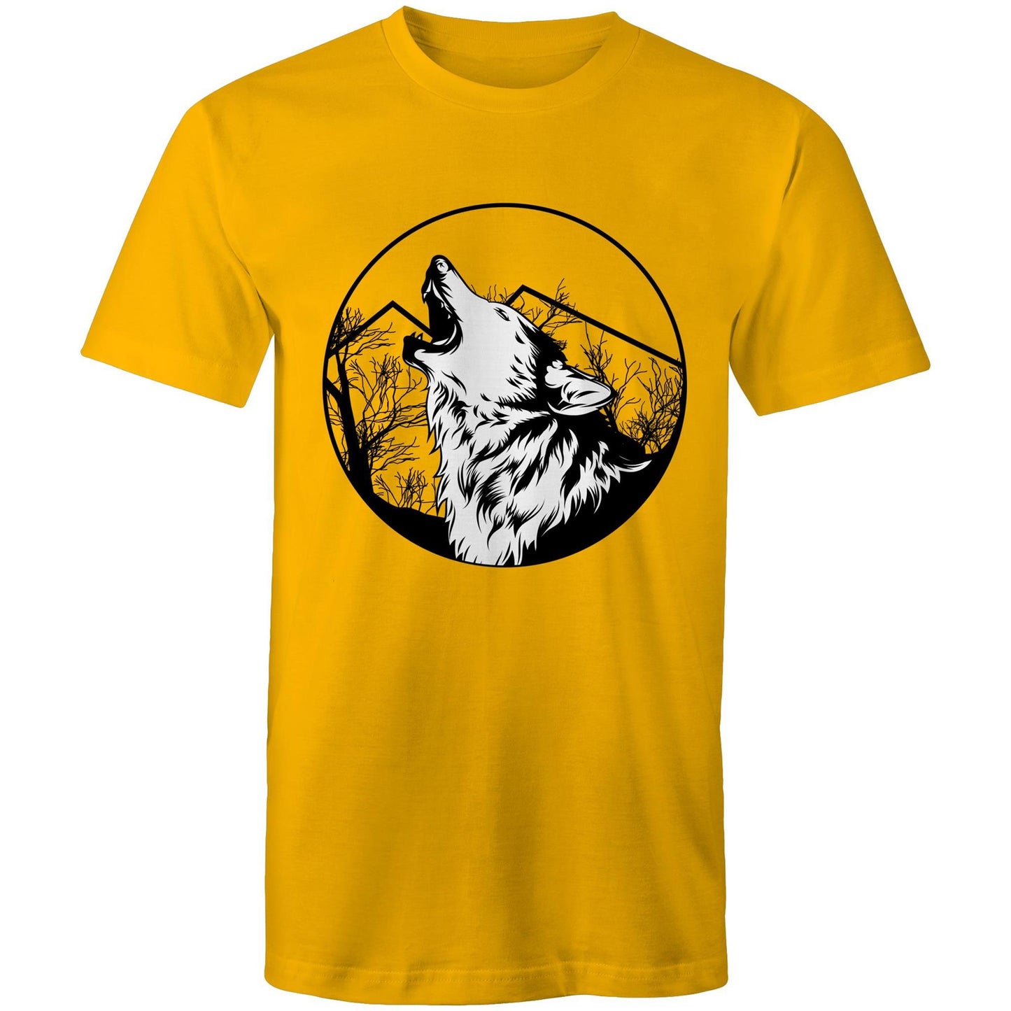 Men's Earthfolk Printed T shirt - Howling Wolf - The Crescent Moon