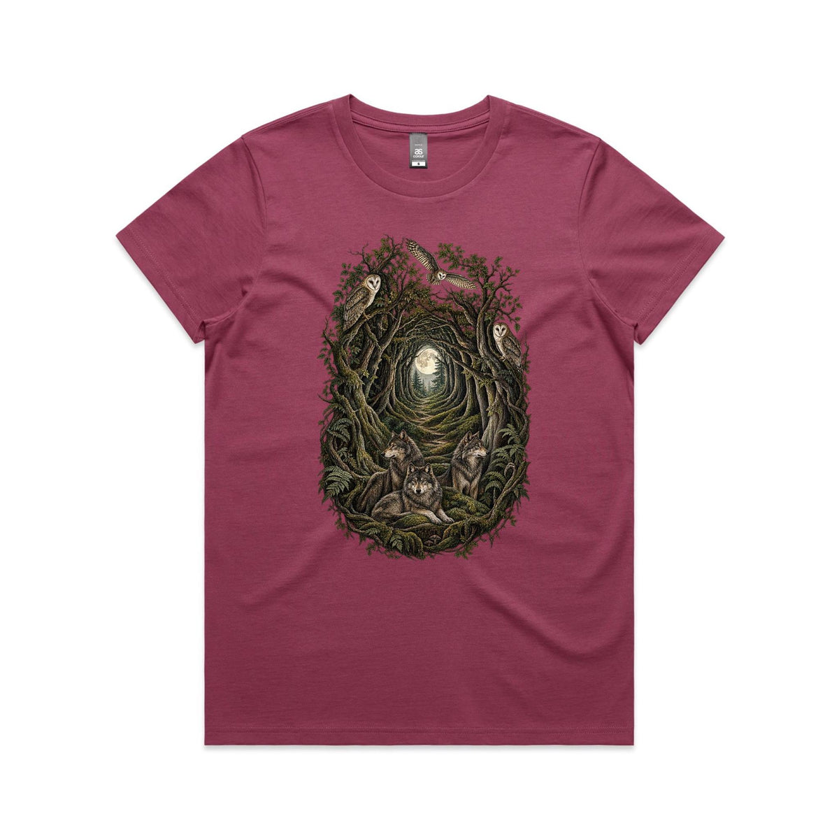 Women's Owl and Wolf Woodland Graphic T-shirt
