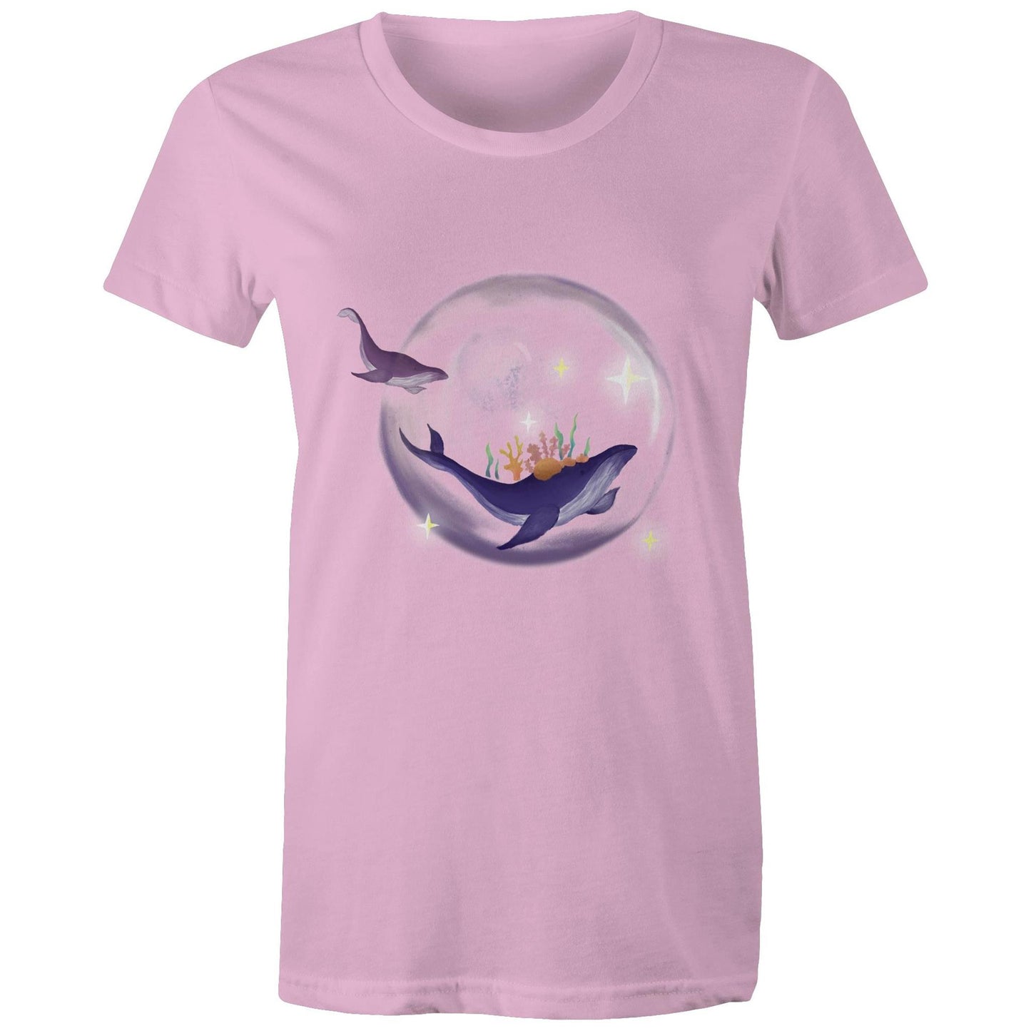 Women's T-shirt by Earthfolk - Crystal Ball Whale - The Crescent Moon