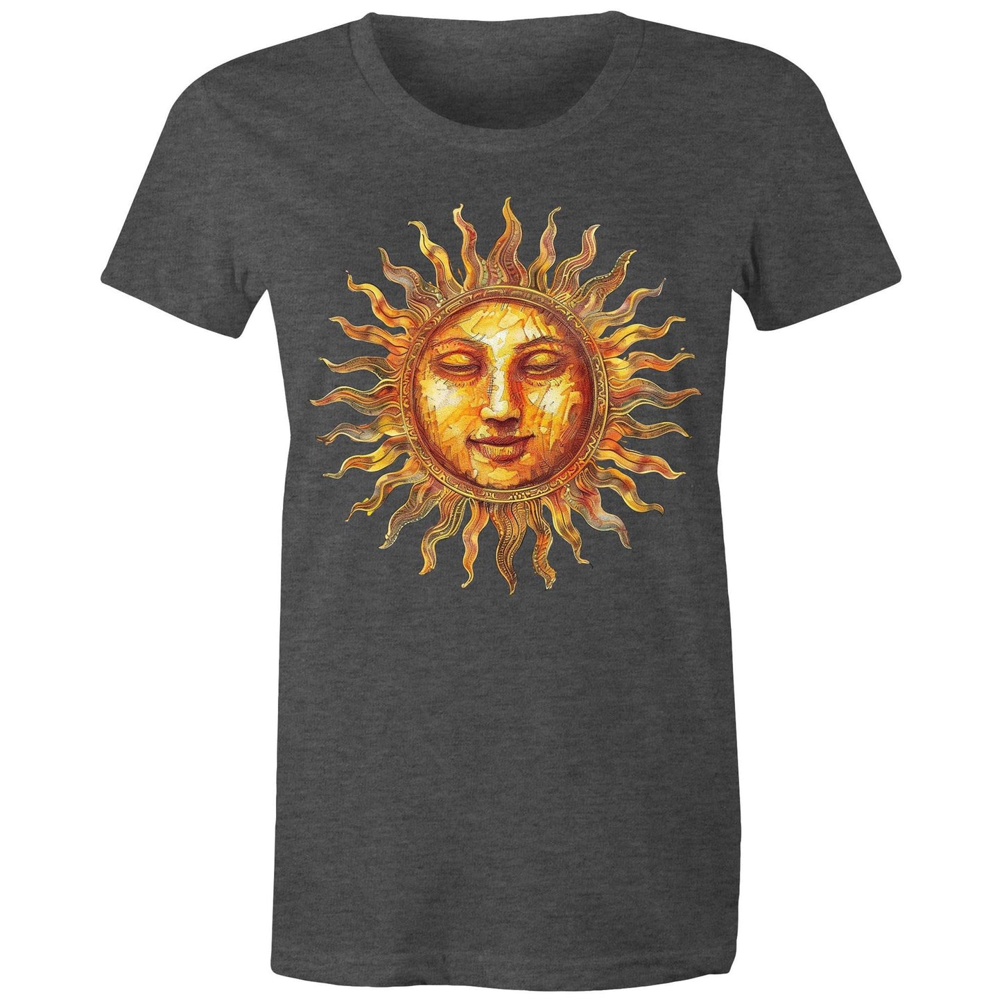 Earthfolk Printed T shirt - Women's Relaxed Fit - Majestic Sun - The Crescent Moon