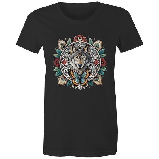 Women's Earthfolk T shirt - Wolf Mandala