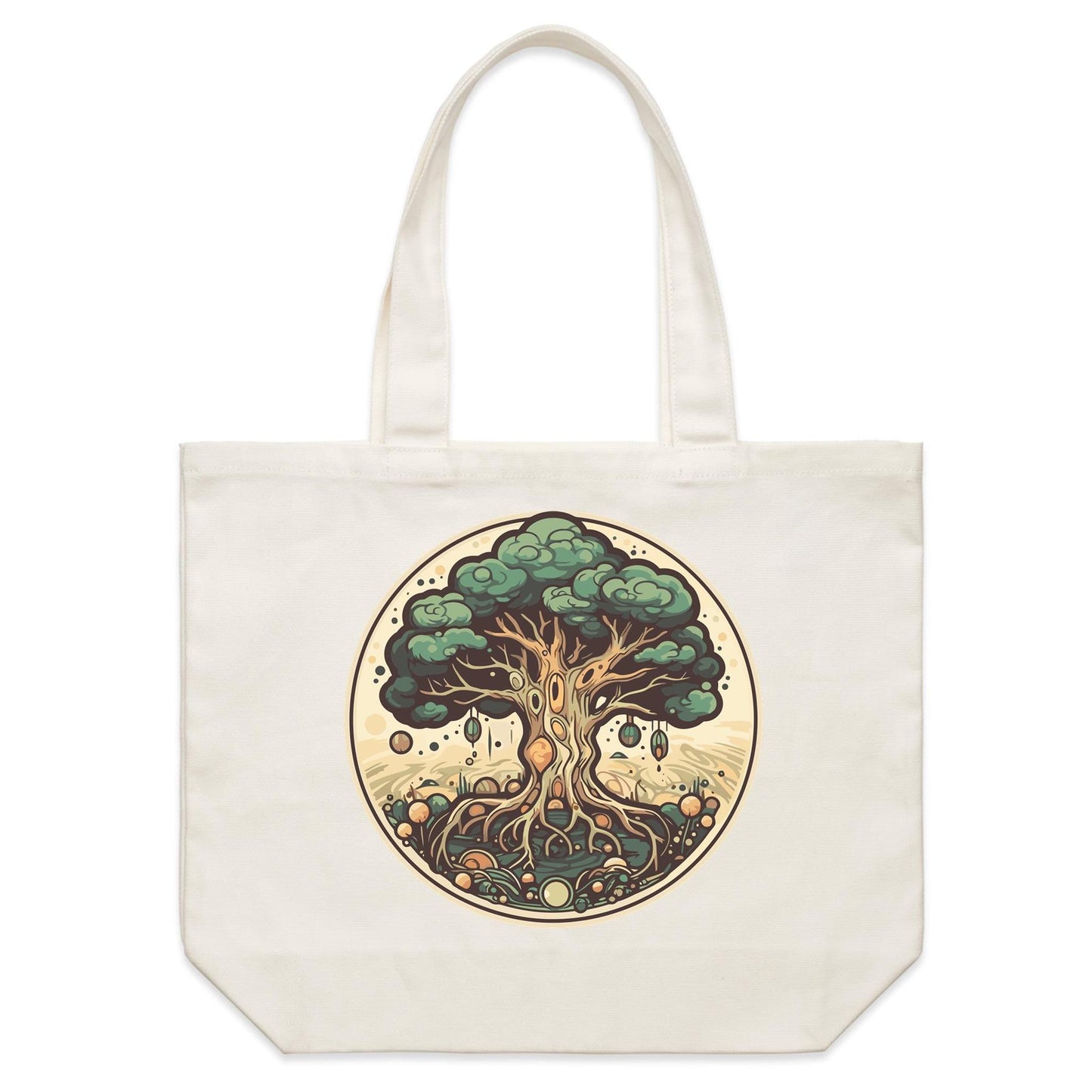 Earthfolk Canvas Tote Bag - Circular Tree - The Crescent Moon