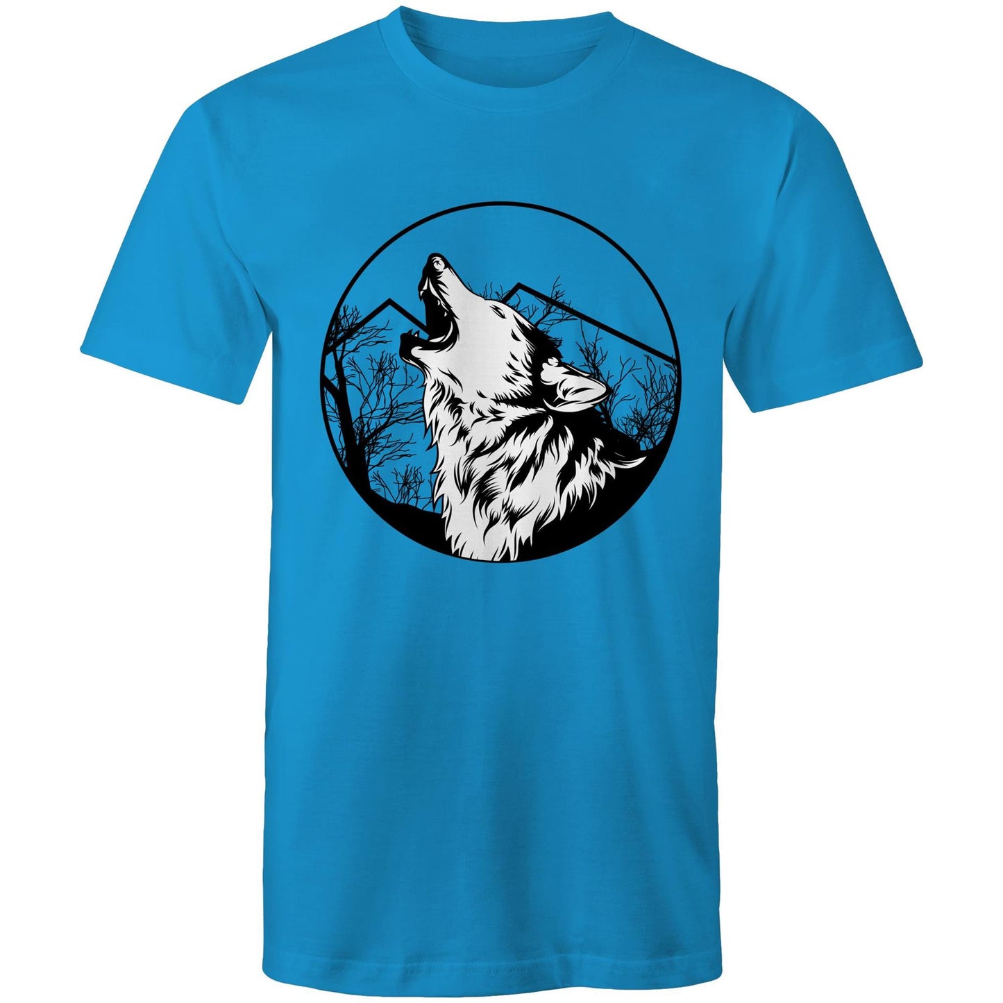 Men's Earthfolk Printed T shirt - Howling Wolf - The Crescent Moon