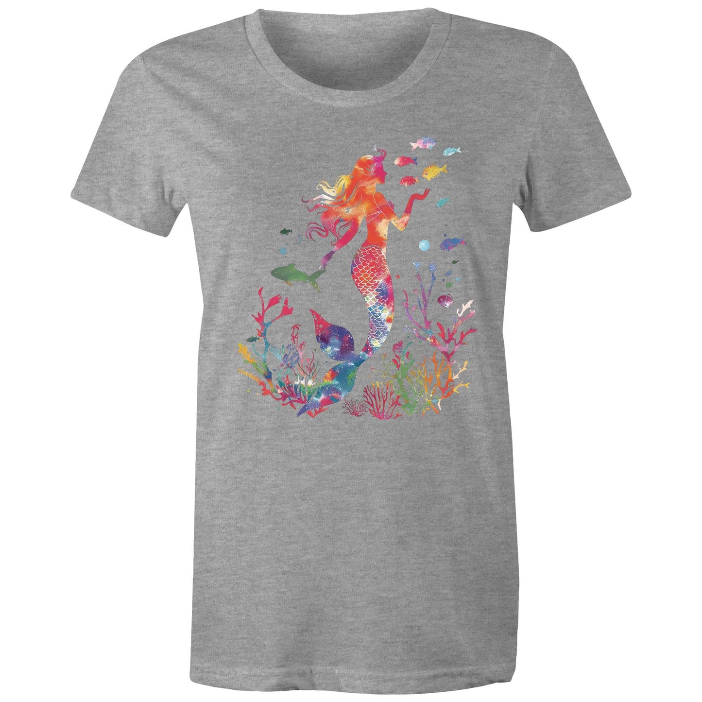 Women's Earthfolk Printed T shirt - Colourful Mermaid - The Crescent Moon