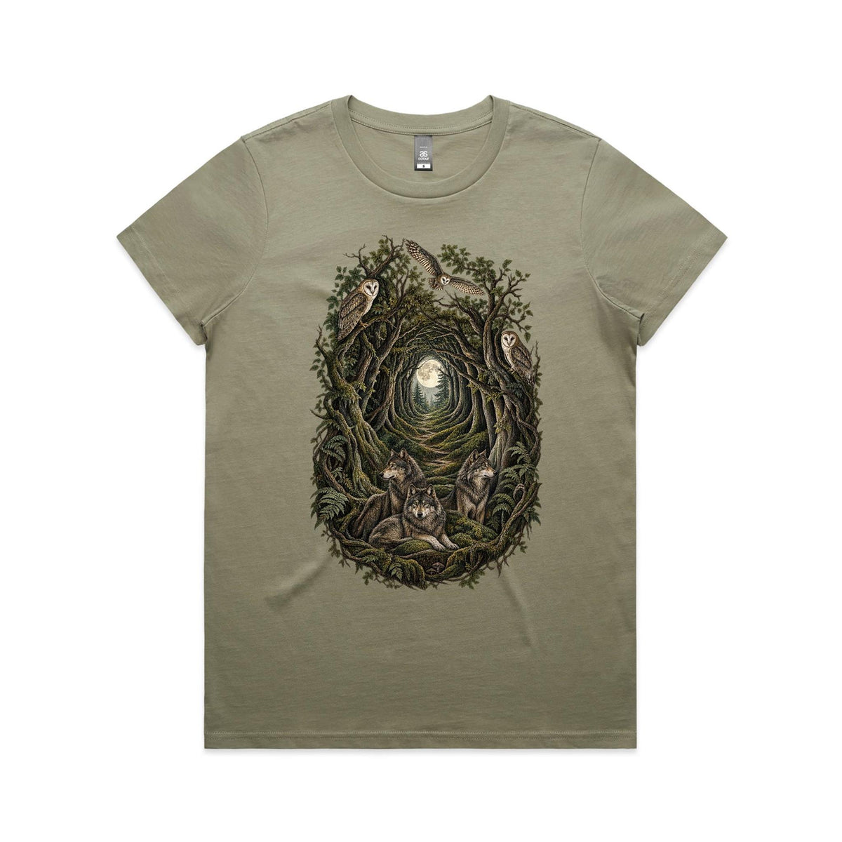 Women's Owl and Wolf Woodland Graphic T-shirt