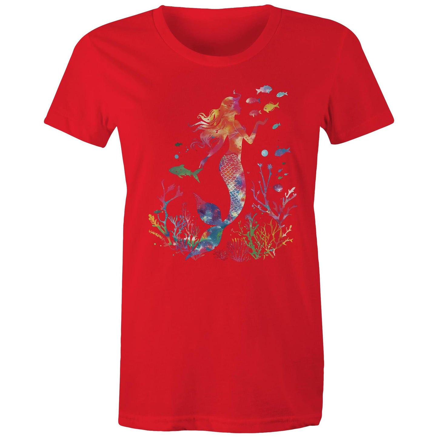 Women's Earthfolk Printed T shirt - Colourful Mermaid - The Crescent Moon