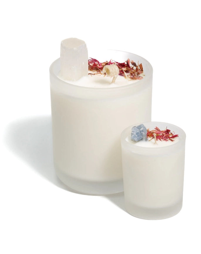 Selenite Crystal Candle - Peace and Calm - The Crescent Moon