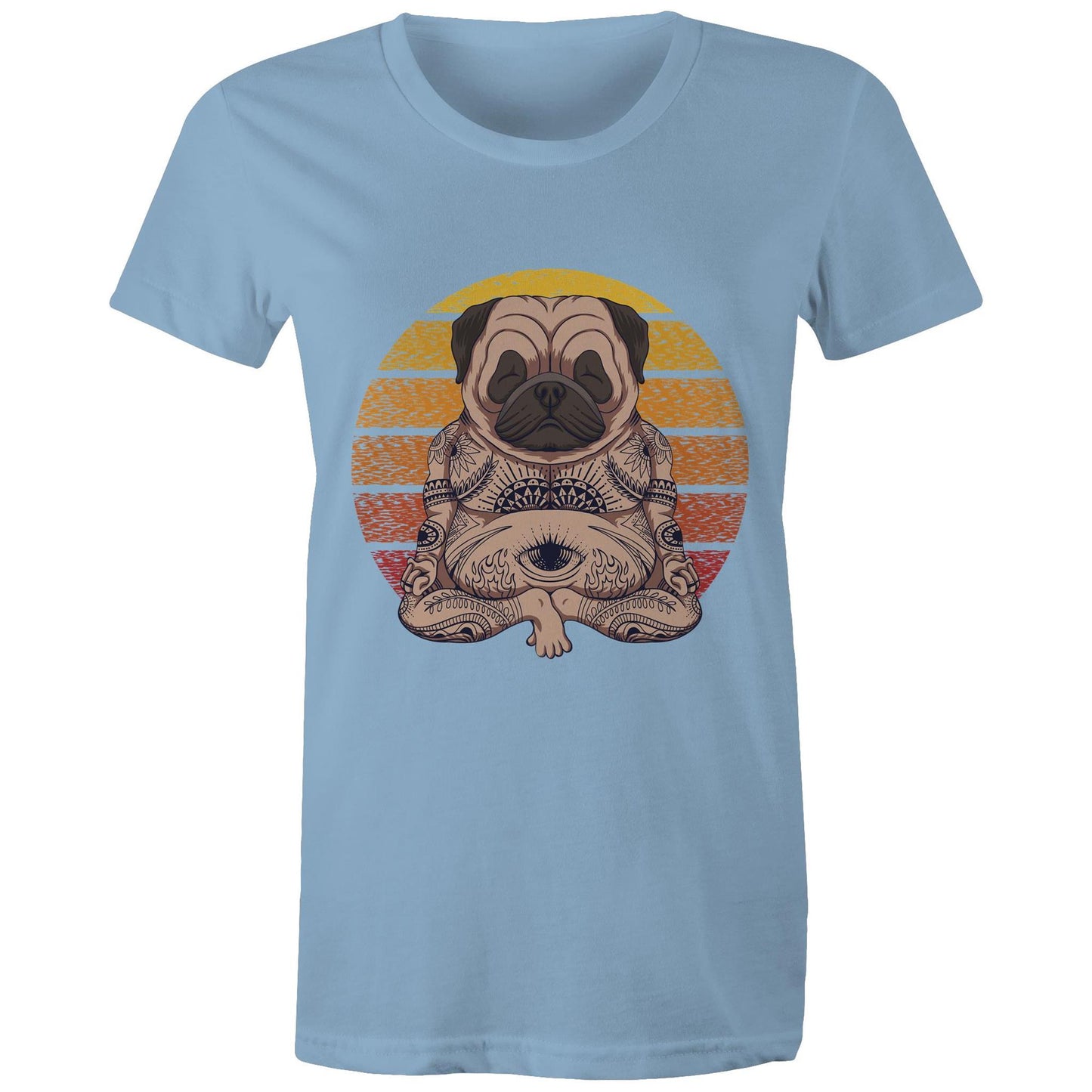 Women's Earthfolk Printed T shirt - Yoga Pug