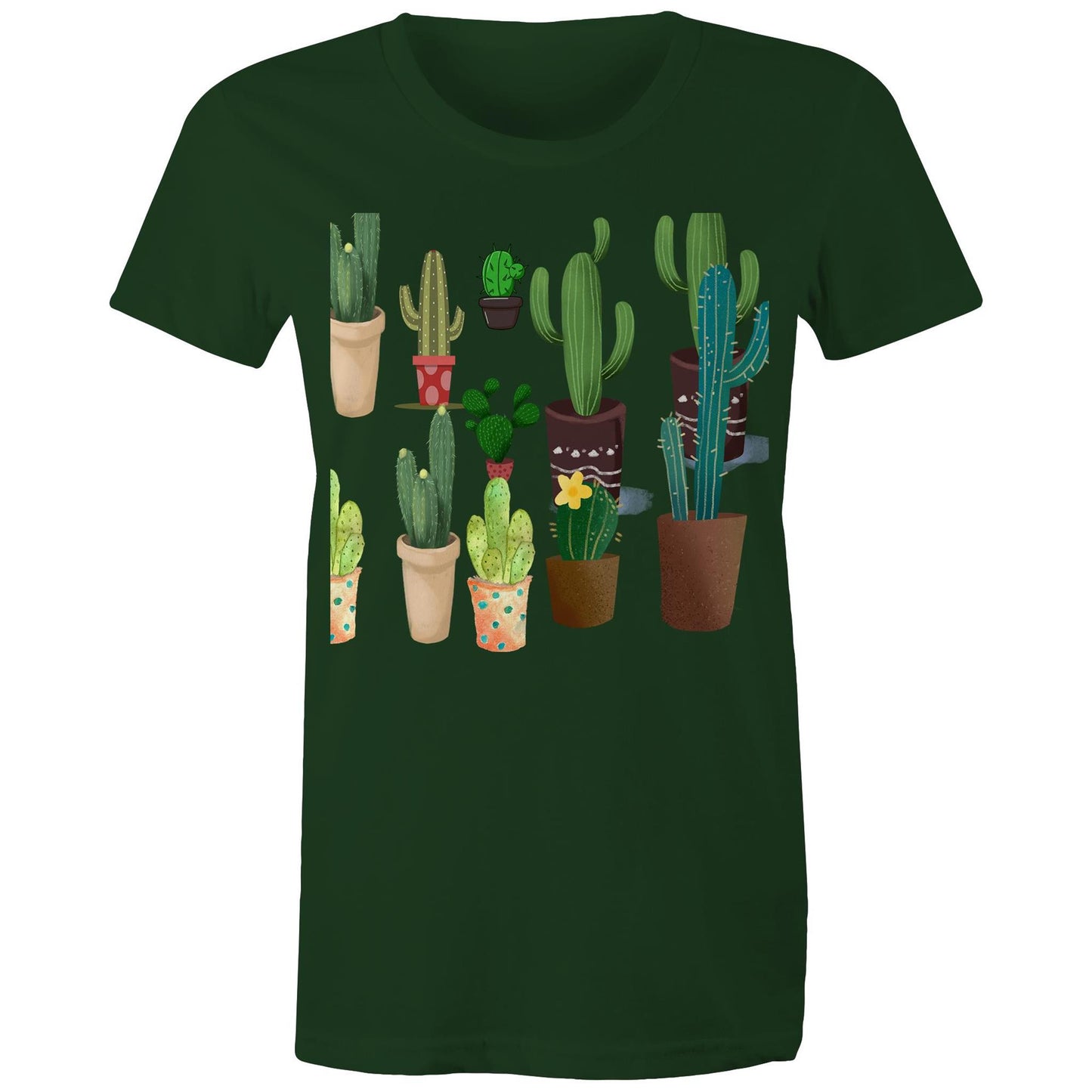 Women's earthfolk Printed T shirt - Succulents / Cactus