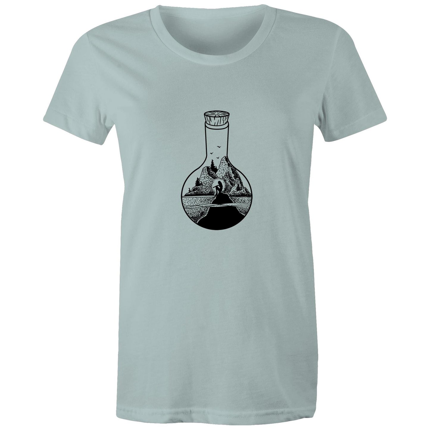 Women's Earthfolk t shirt - Mermaid in a bottle - The Crescent Moon