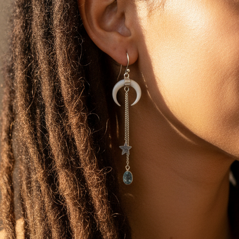 Sterling SIlver Drop earrings with Topaz
