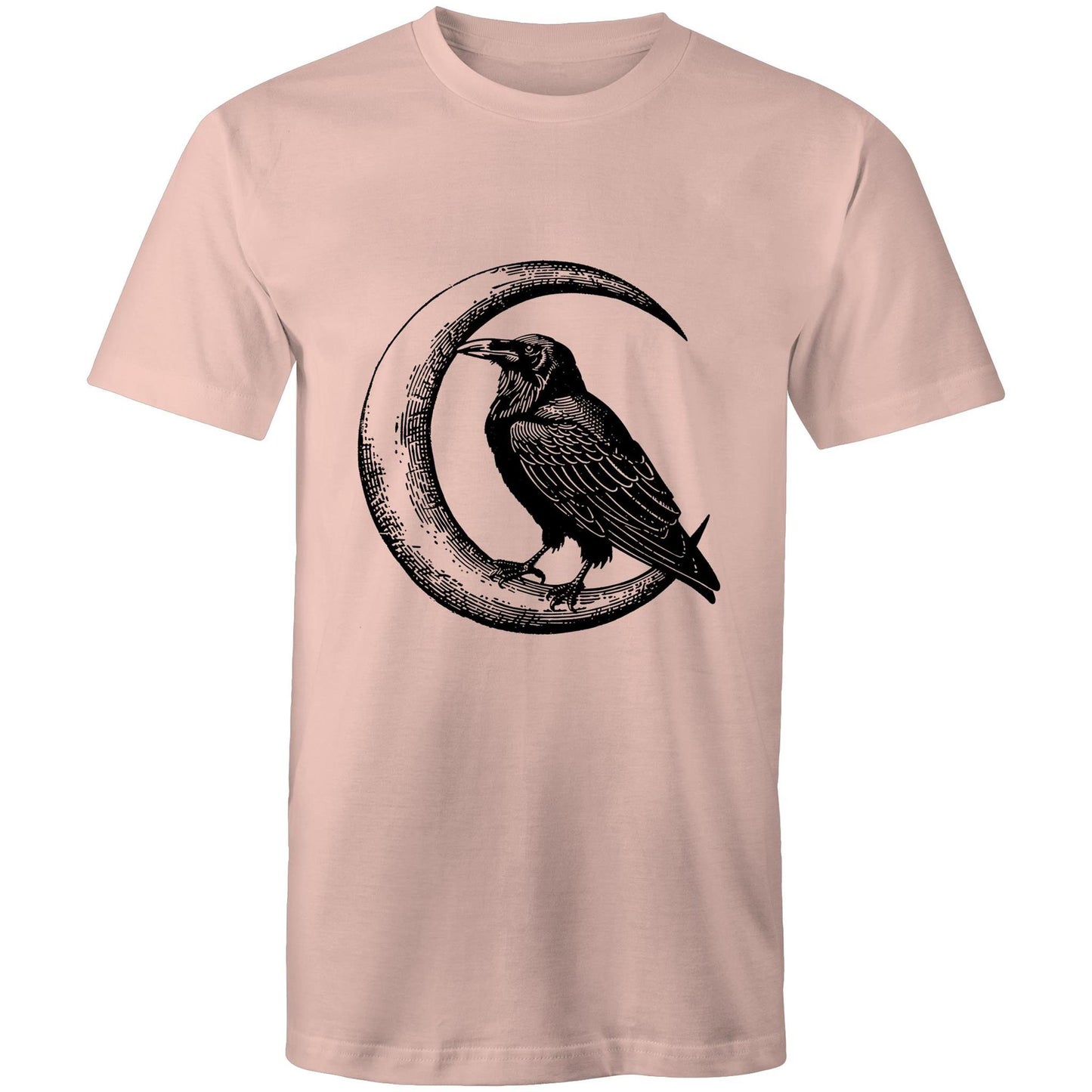 Men's Earthfolk Printed T shirt - Crow and Moon - The Crescent Moon