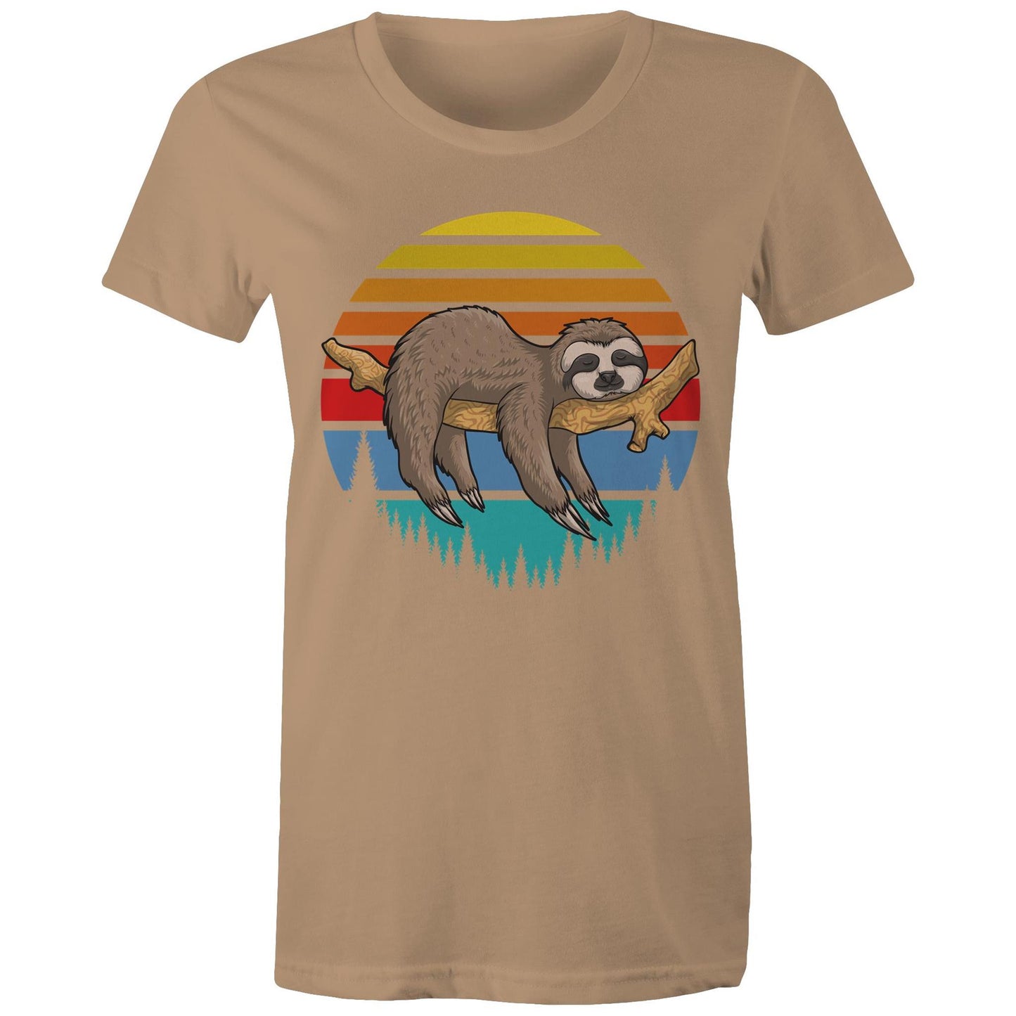 Women's Earthfolk Printed T shirt - Sleepy Sloth - The Crescent Moon