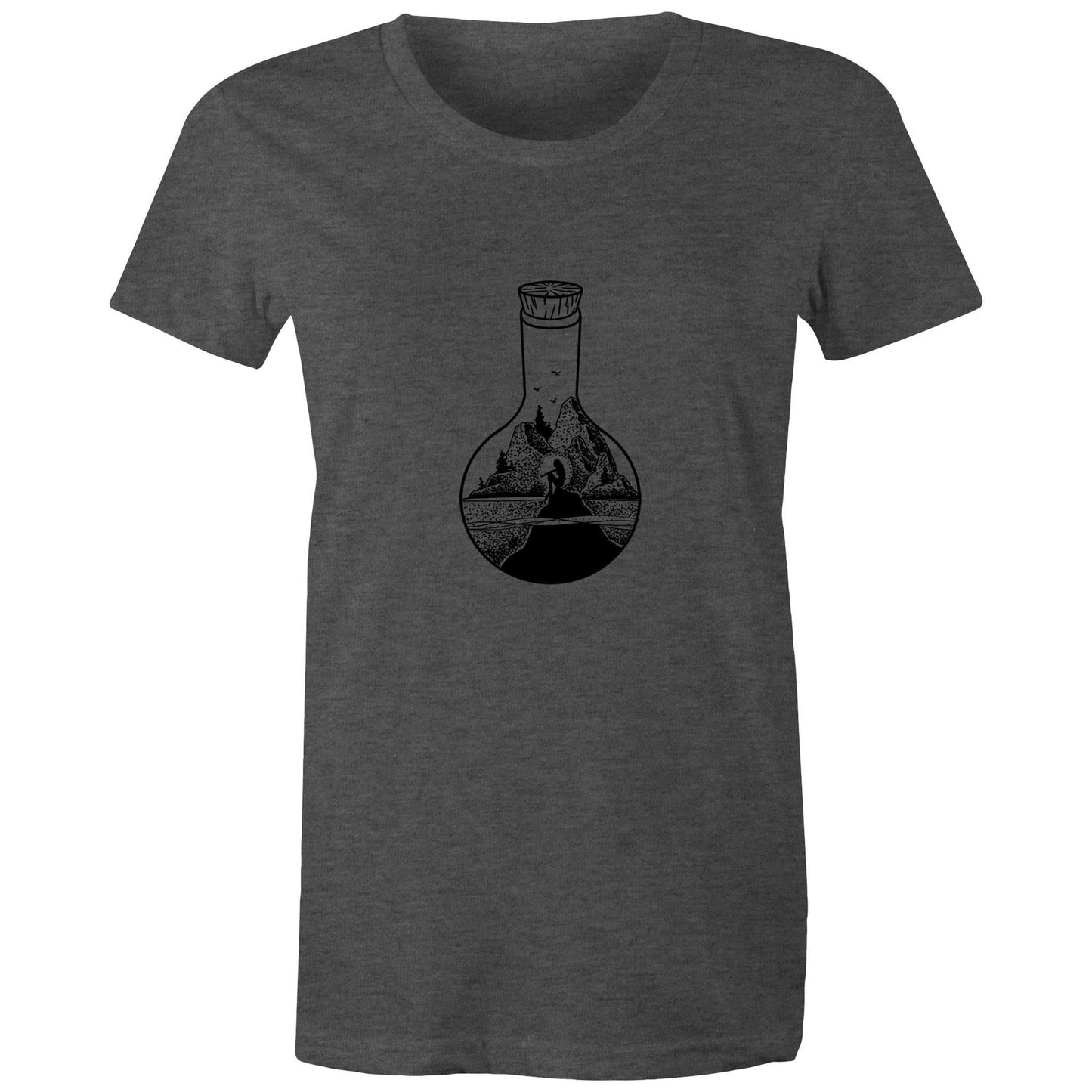 Women's Earthfolk t shirt - Mermaid in a bottle - The Crescent Moon