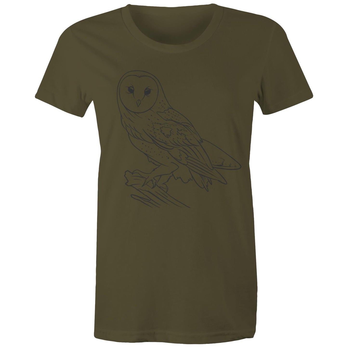 Earthfolk Printed T shirt - Women's Relaxed Fit - Owl Sketch - The Crescent Moon