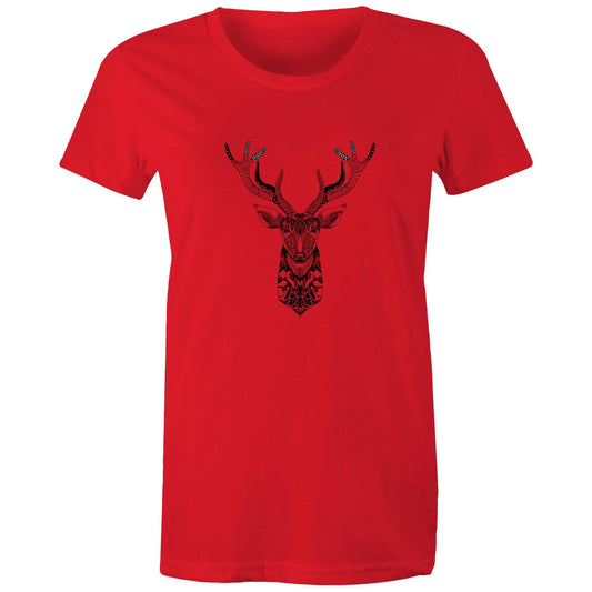 Women's Earthfolk Printed T shirt - Totem Deer - The Crescent Moon