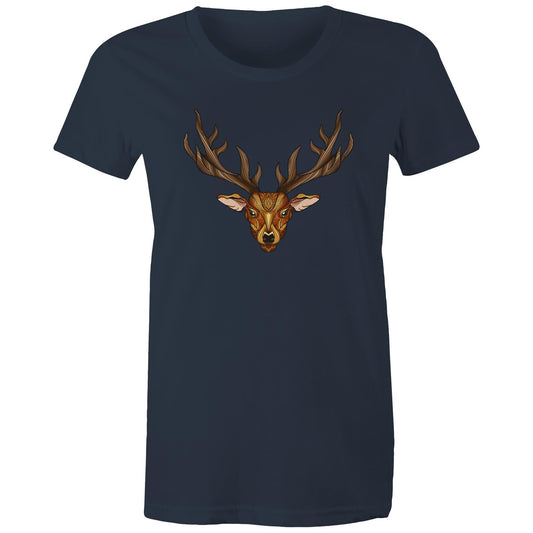 Women's Earthfolk T shirt - Totem Deer - The Crescent Moon