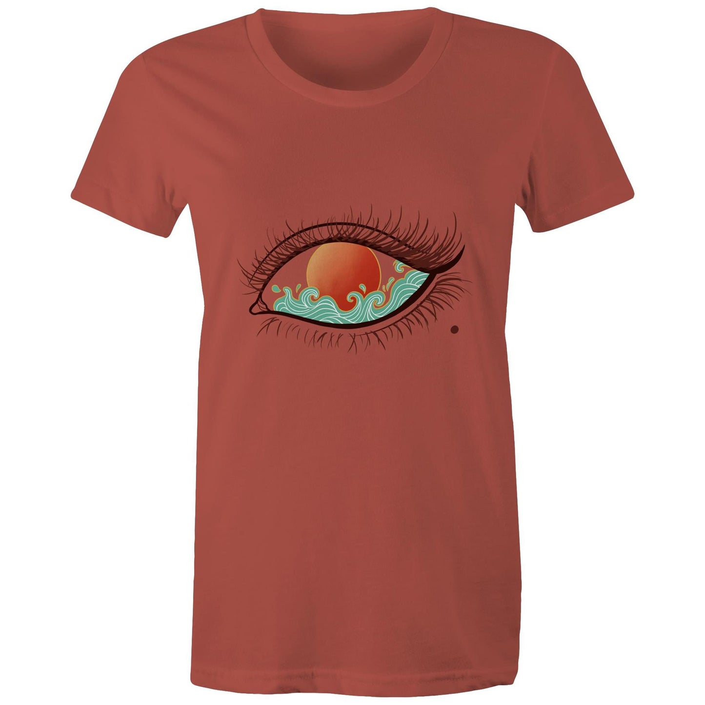 Earthfolk Printed T shirt - Women'sRelaxed Fit - Eye of the sunset - The Crescent Moon