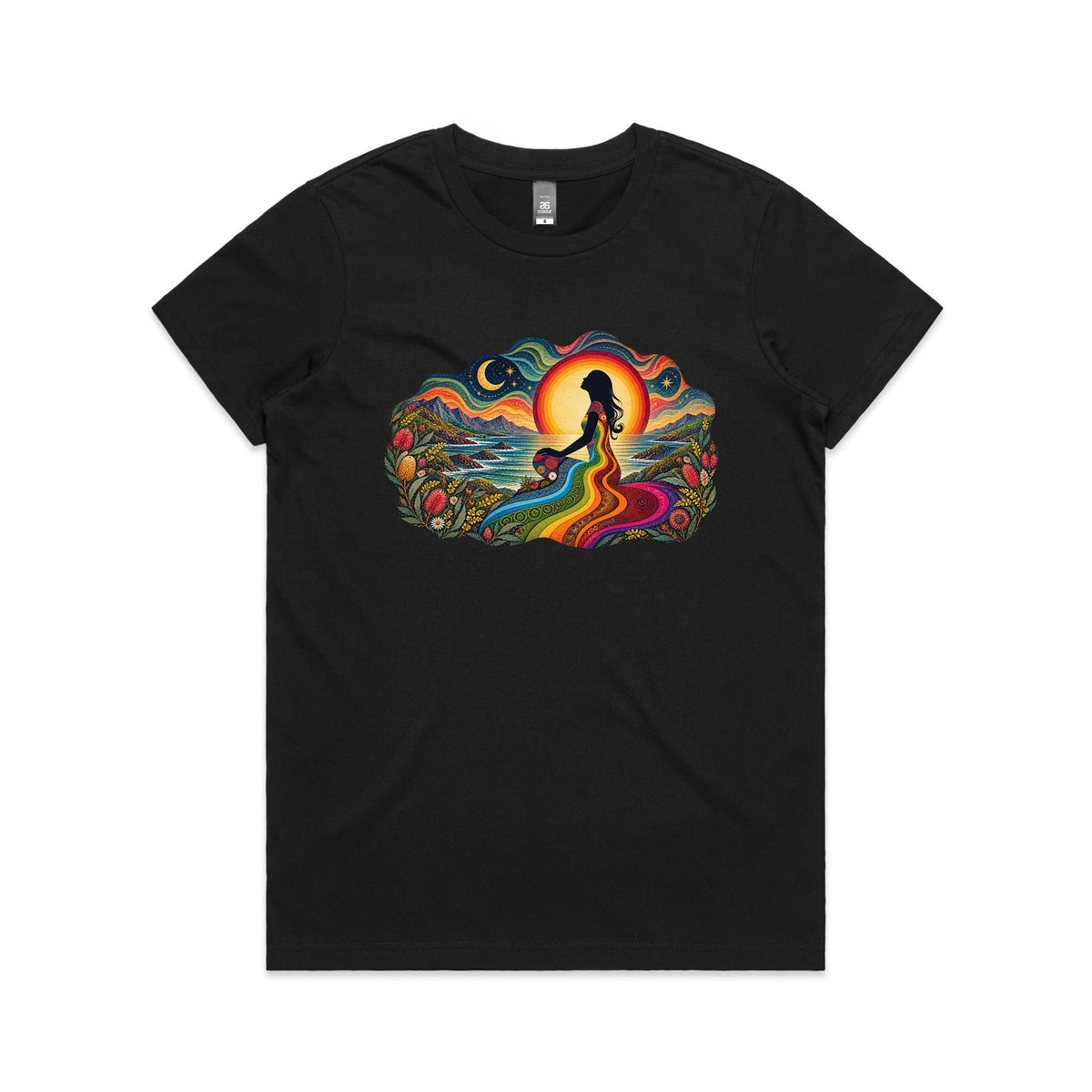 Womens Earthfolk Retro Rainbow Spirit T-shirt - Earthfolk Nature Tees