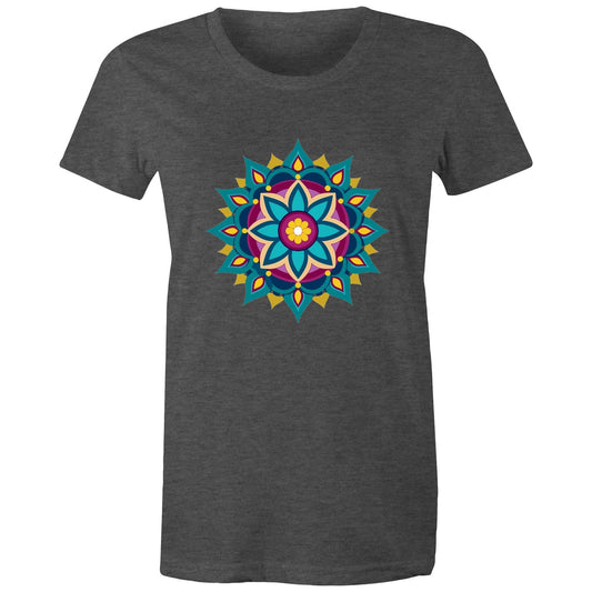 Women's Earthfolk T shirt - Mandala Blue - The Crescent Moon