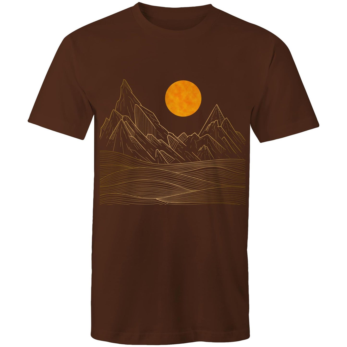 Earthfolk Printed T shirt - Mens Relaxed Fit - Mountain Sun - The Crescent Moon