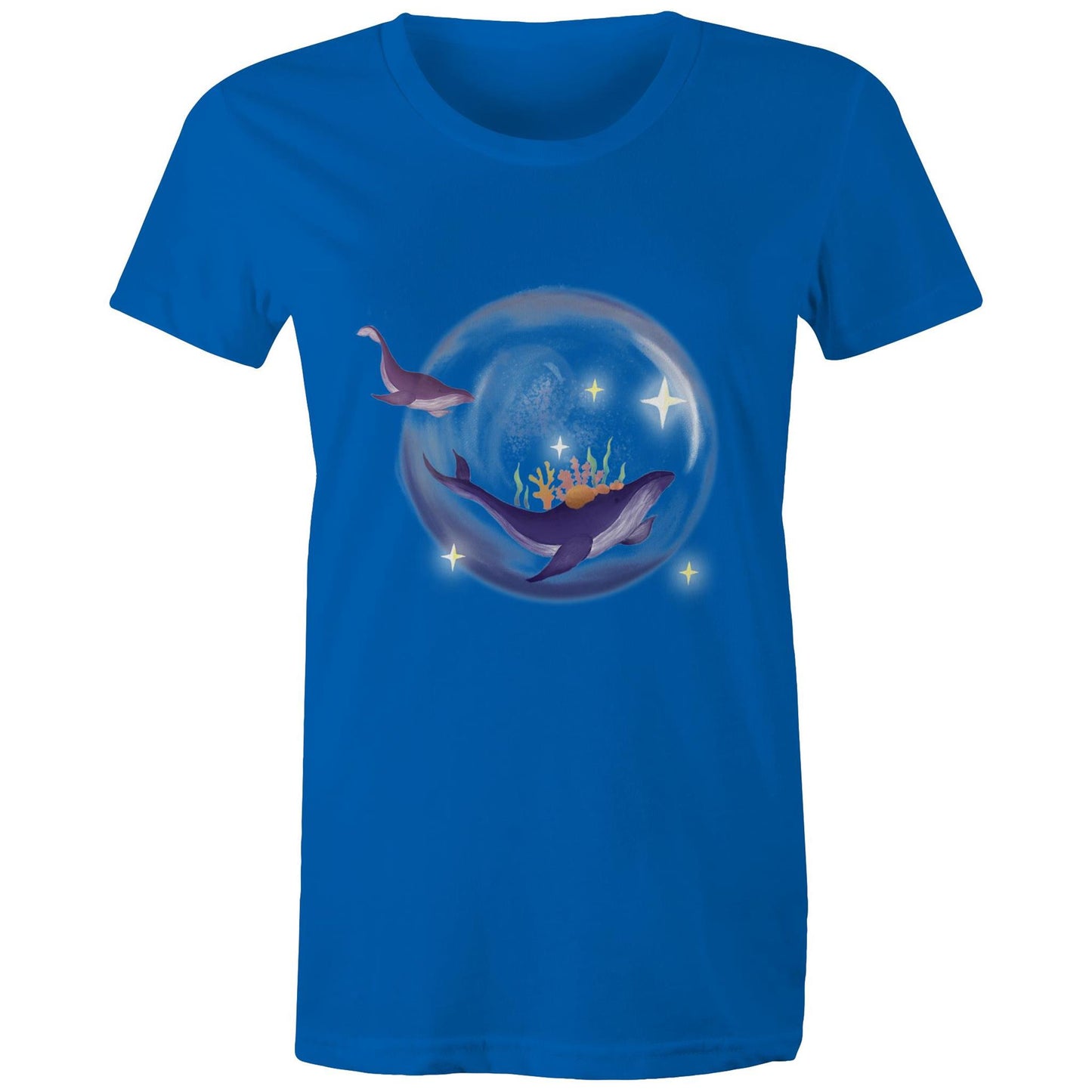 Women's T-shirt by Earthfolk - Crystal Ball Whale - The Crescent Moon