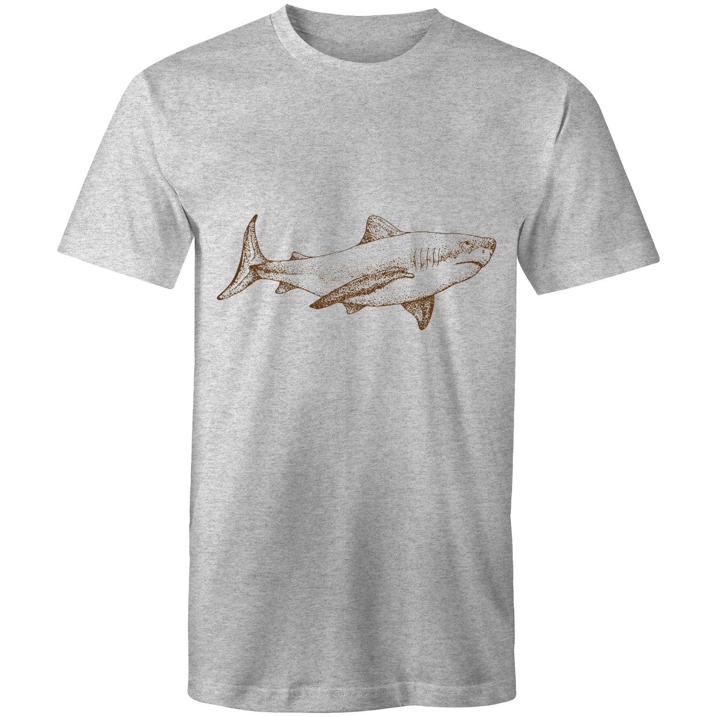 Earthfolk Printed T shirt - Mens Relaxed Fit - Sepia Shark - The Crescent Moon