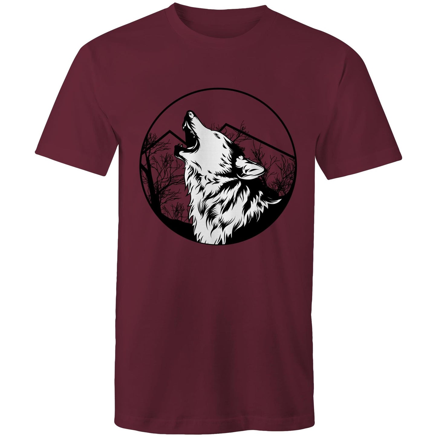 Men's Earthfolk Printed T shirt - Howling Wolf - The Crescent Moon