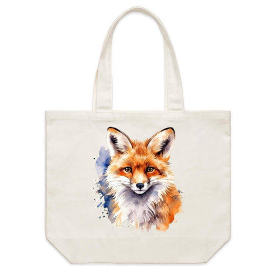 Earthfolk Canvas Tote Bag - Watercolour Fox - The Crescent Moon