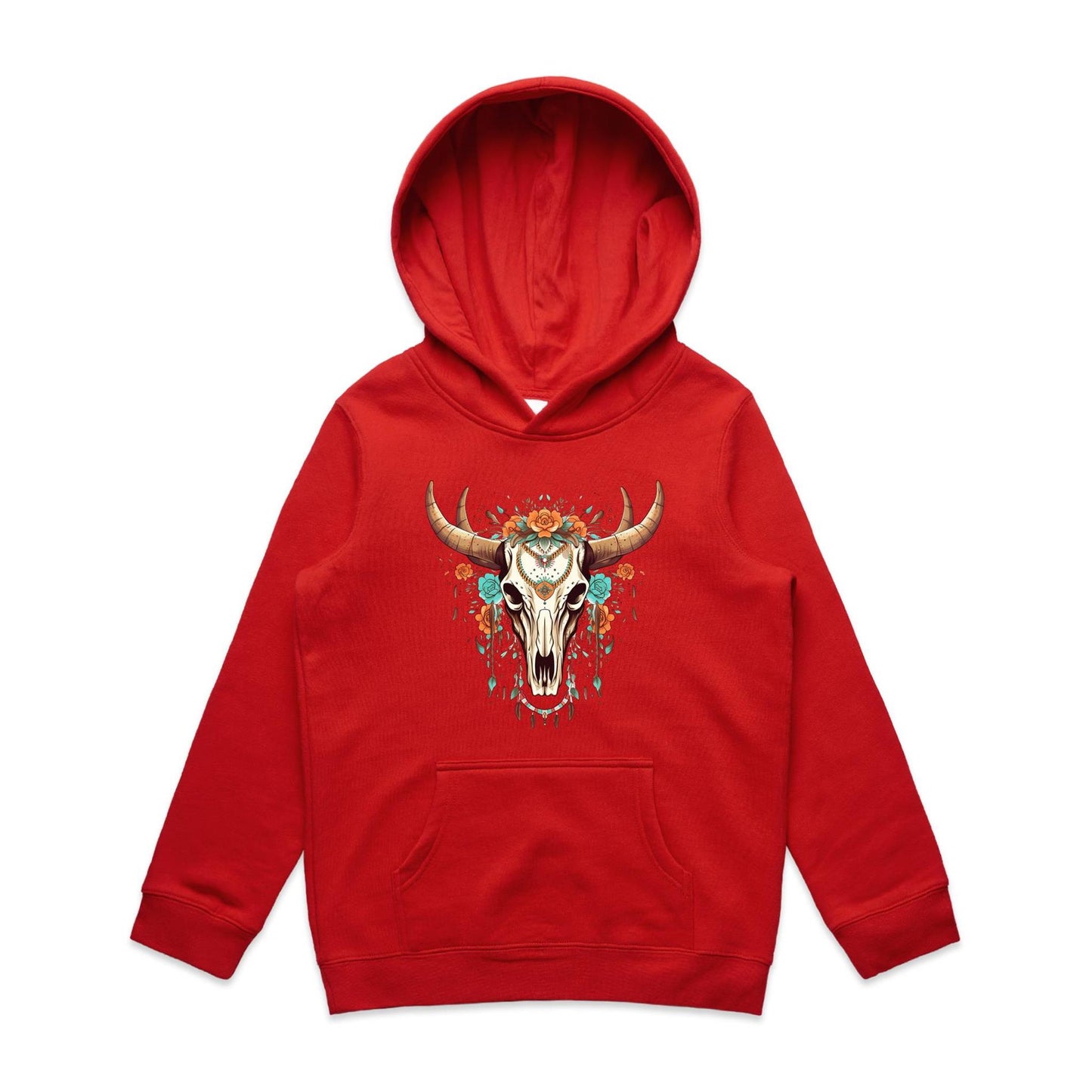 Kids Earthfolk Hoodie - Floral Skull - The Crescent Moon