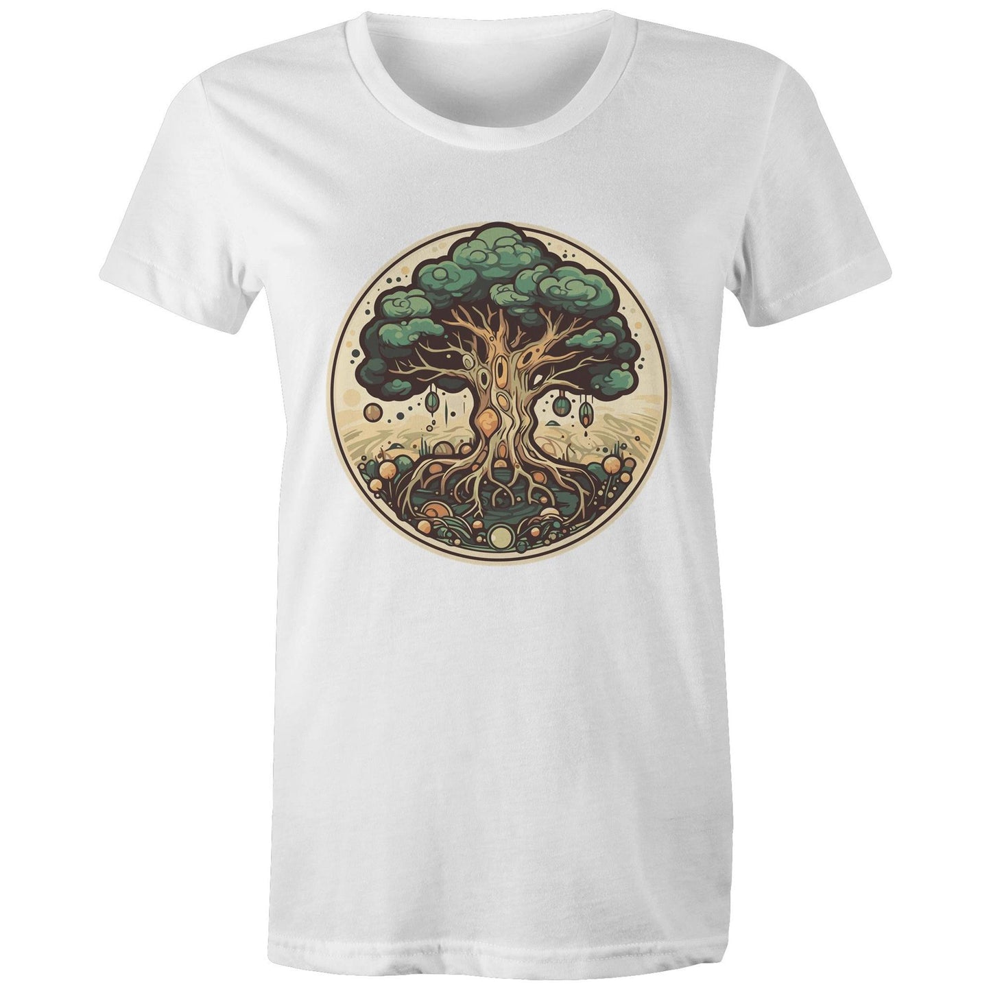 Earthfolk printed t shirt - Womans Relaxed Fit - Circular Tree