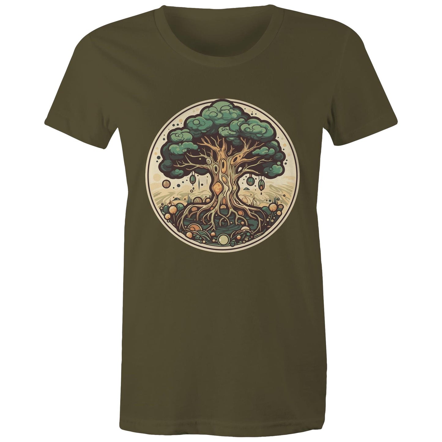 Earthfolk printed t shirt - Womans Relaxed Fit - Circular Tree