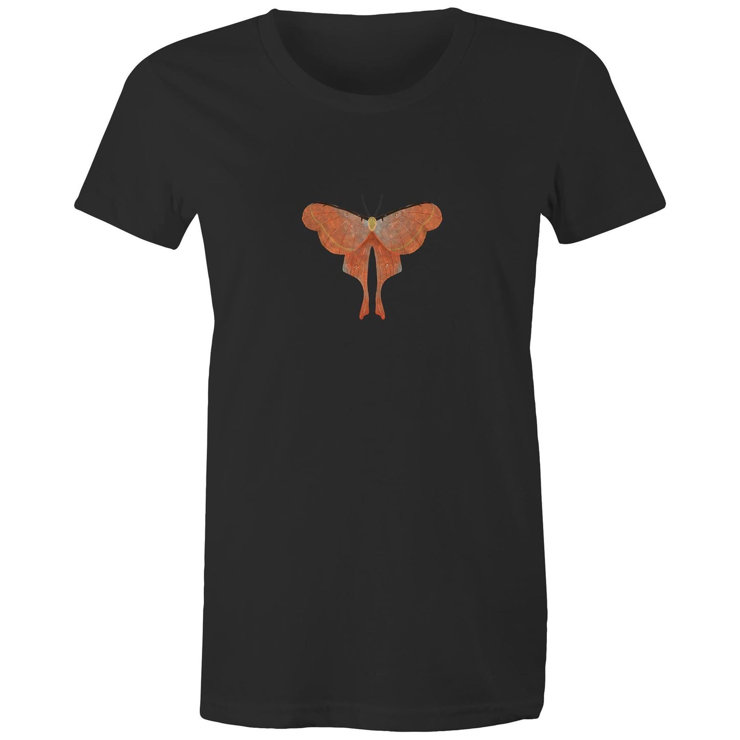 Earthfolk Printed T shirt - Women's Relaxed Fit - Orange Moth