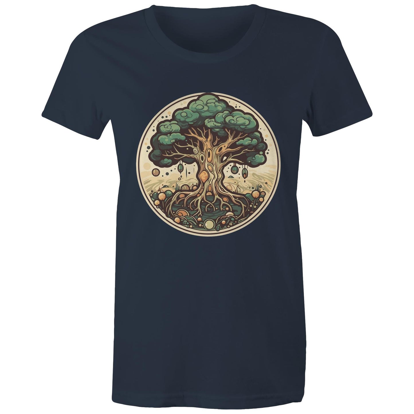 Earthfolk printed t shirt - Womans Relaxed Fit - Circular Tree